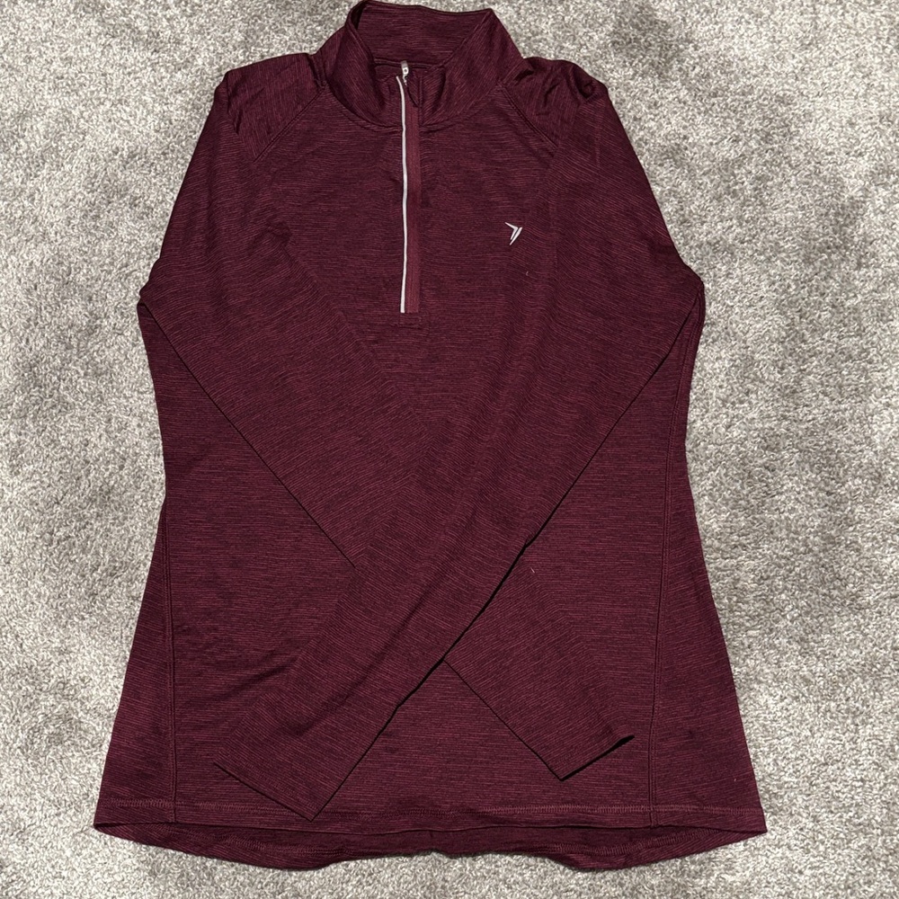 Old Navy  Women's Burgundy Quarter-Zip Long Sleeve Pullover
